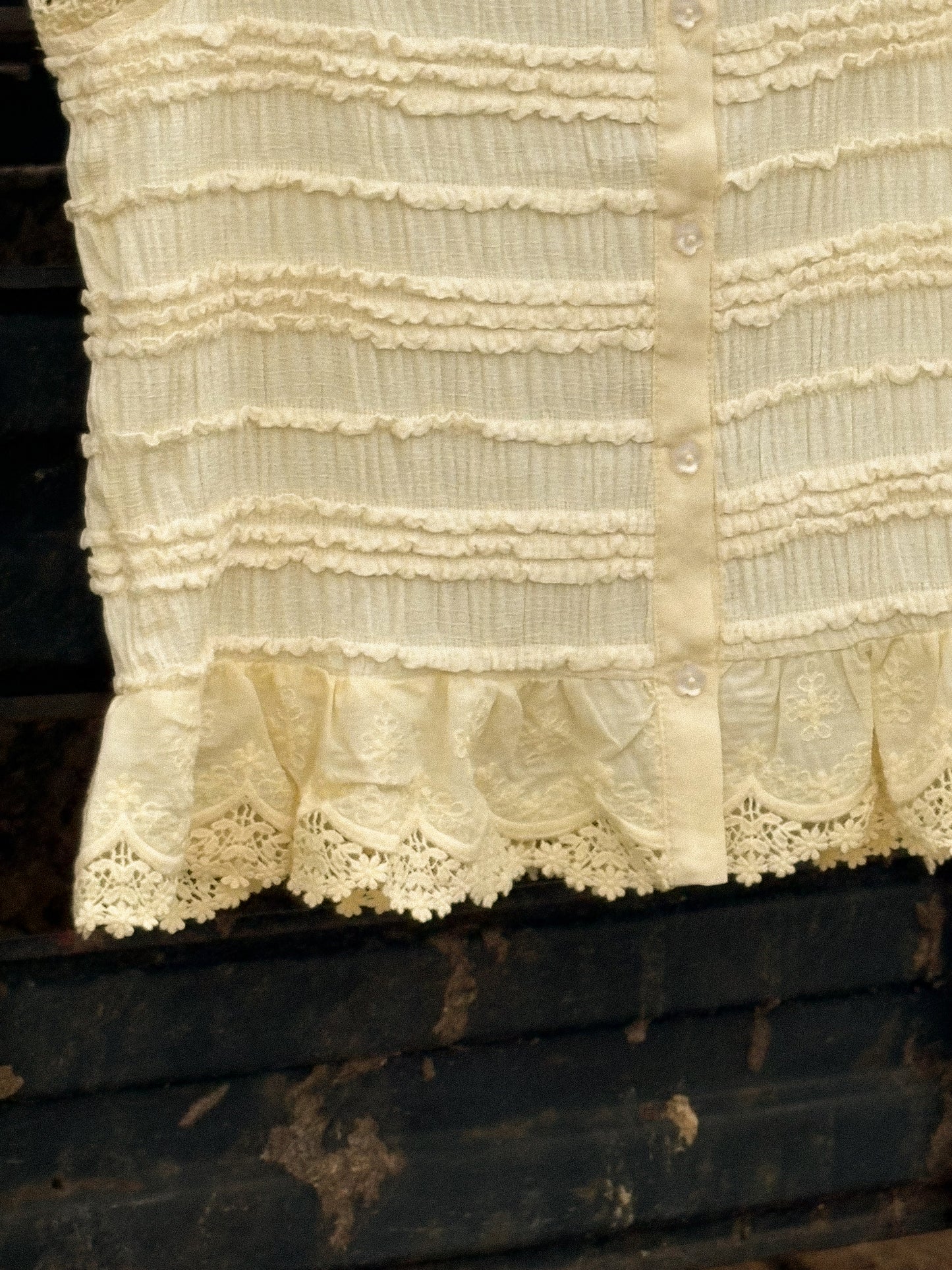 Lace Trim Button Down Top