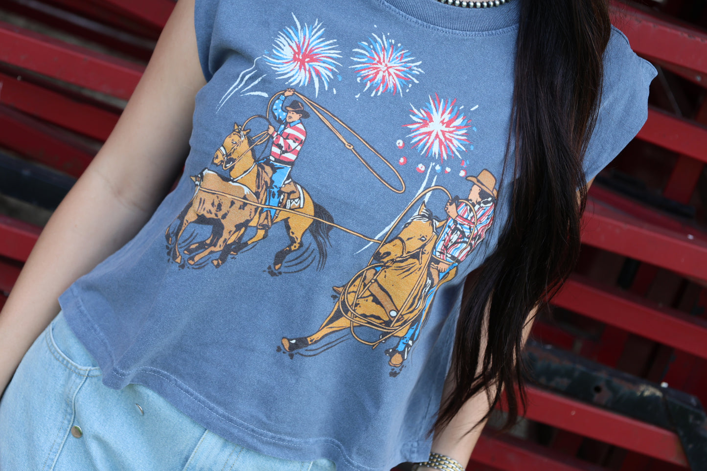 Patriotic Team Ropers Muscle Tank