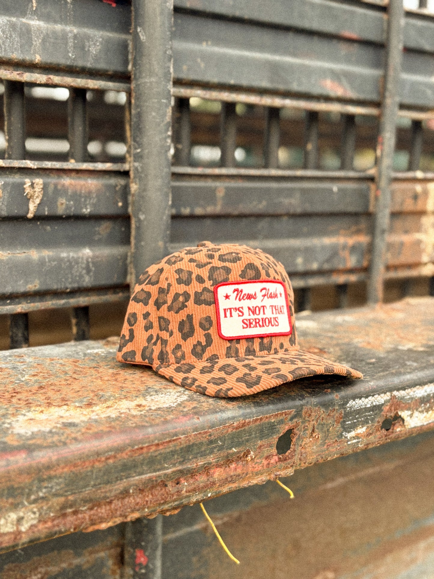 News Flash It’s Not That Serious Leopard Corduroy Patch Hat