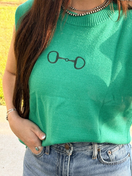 Green Snaffle Bit Sweater Tee