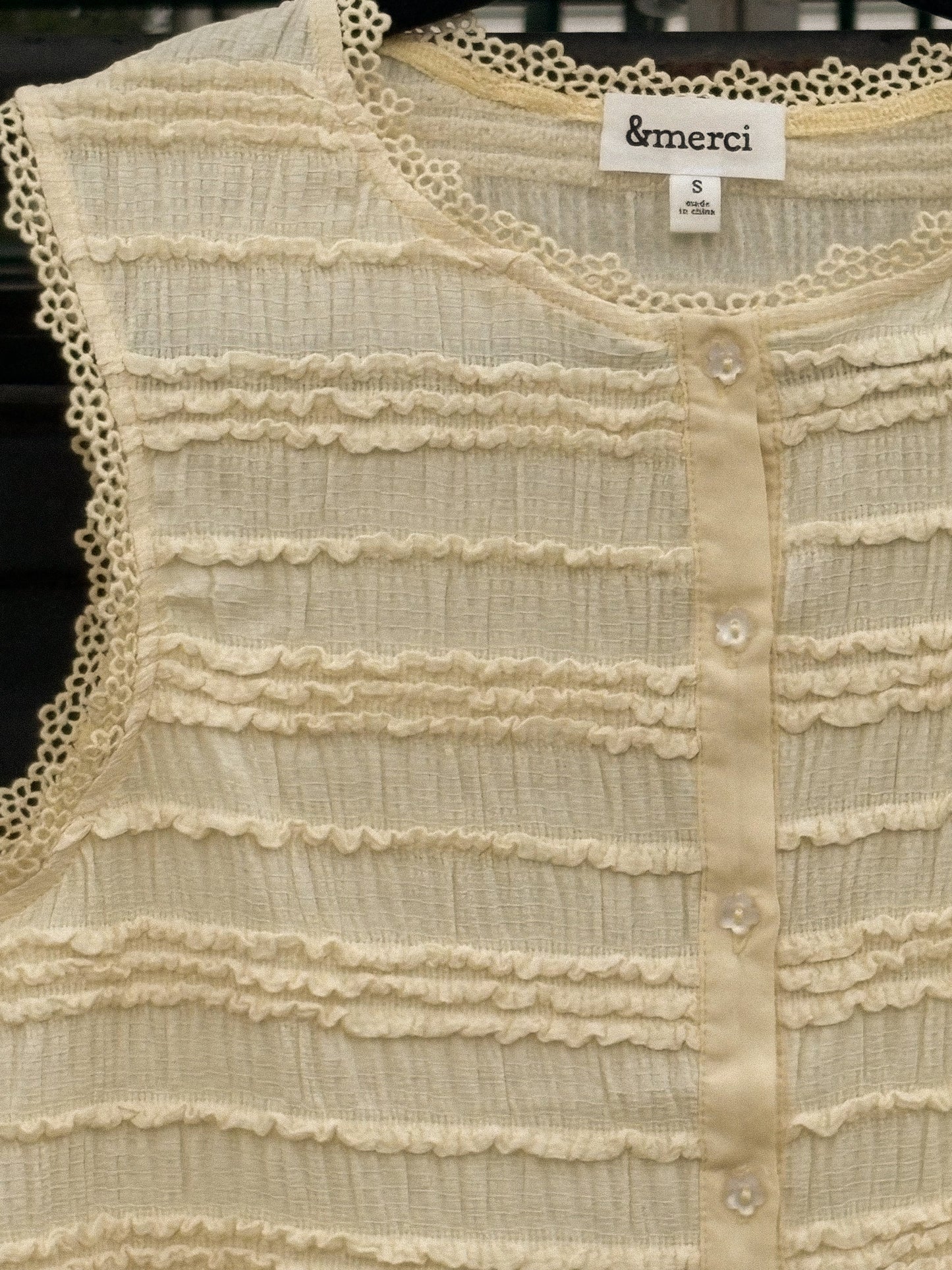Lace Trim Button Down Top