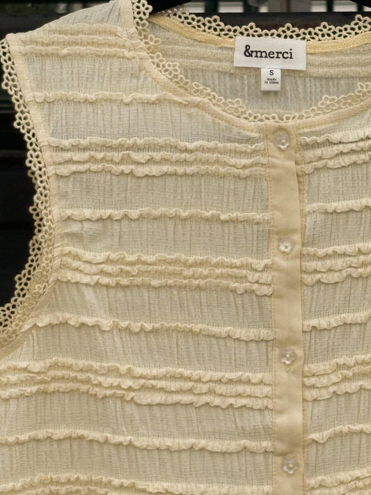 Lace Trim Button Down Top